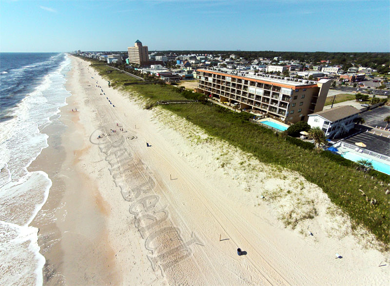 Aerial view of Carolina Beach with Kure Beach in the distance