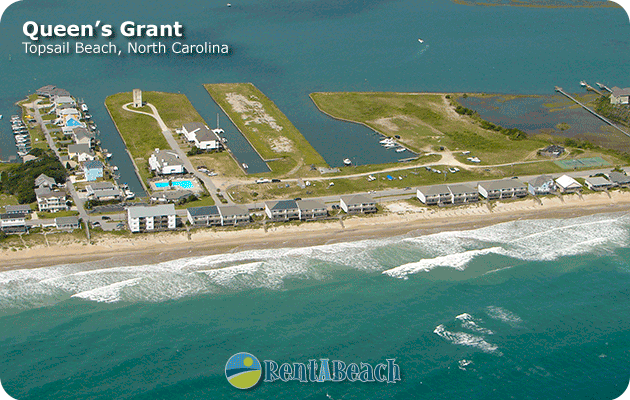 Aerial view of Queen's Grant community, Topsail Beach, NC