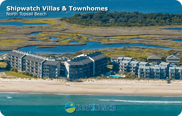 Aerial view of Shipwatch condos in North Topsail Beach