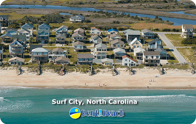 Houses in Surf City, Topsail Island, North Carolina