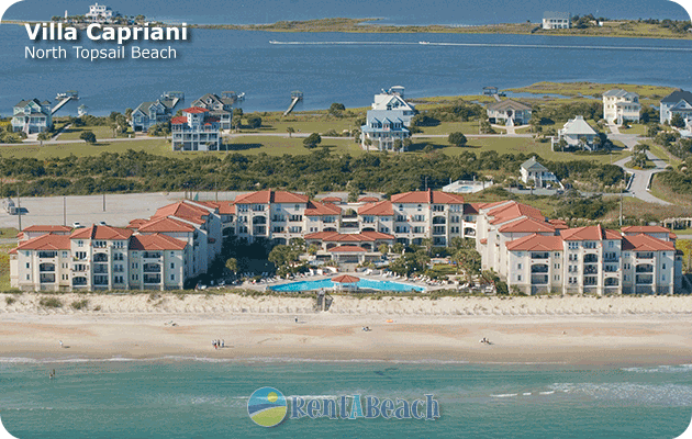 Villa Capriani oceanfront condos vacation rentals in North Topsail Beach